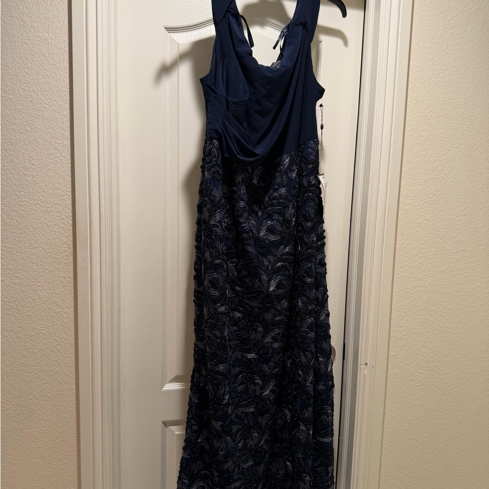 Adrianna Papell Navy and Silver Maxi Dress